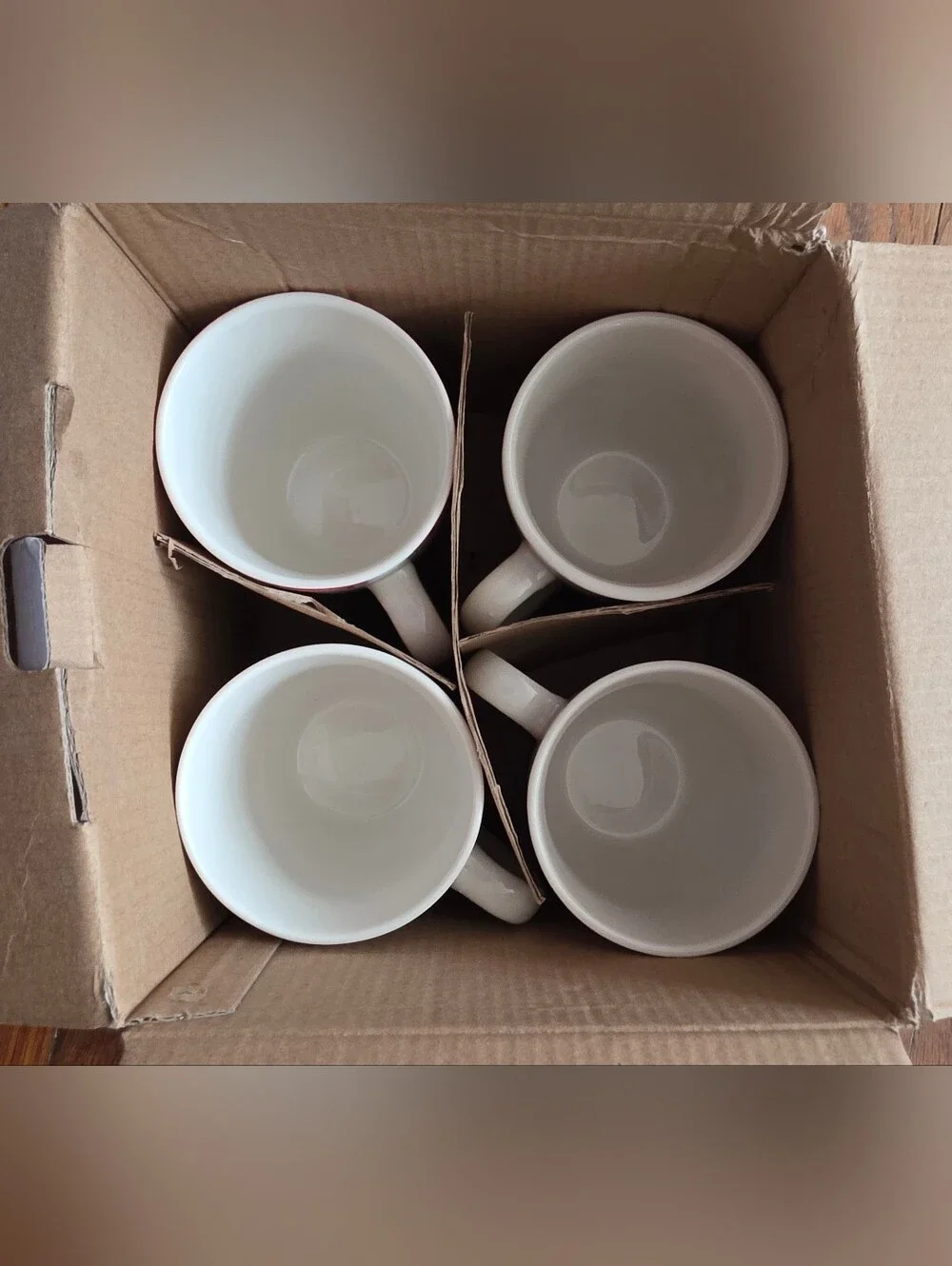 Festive Red Ceramic Christmas Cups & Saucers - Set of 4